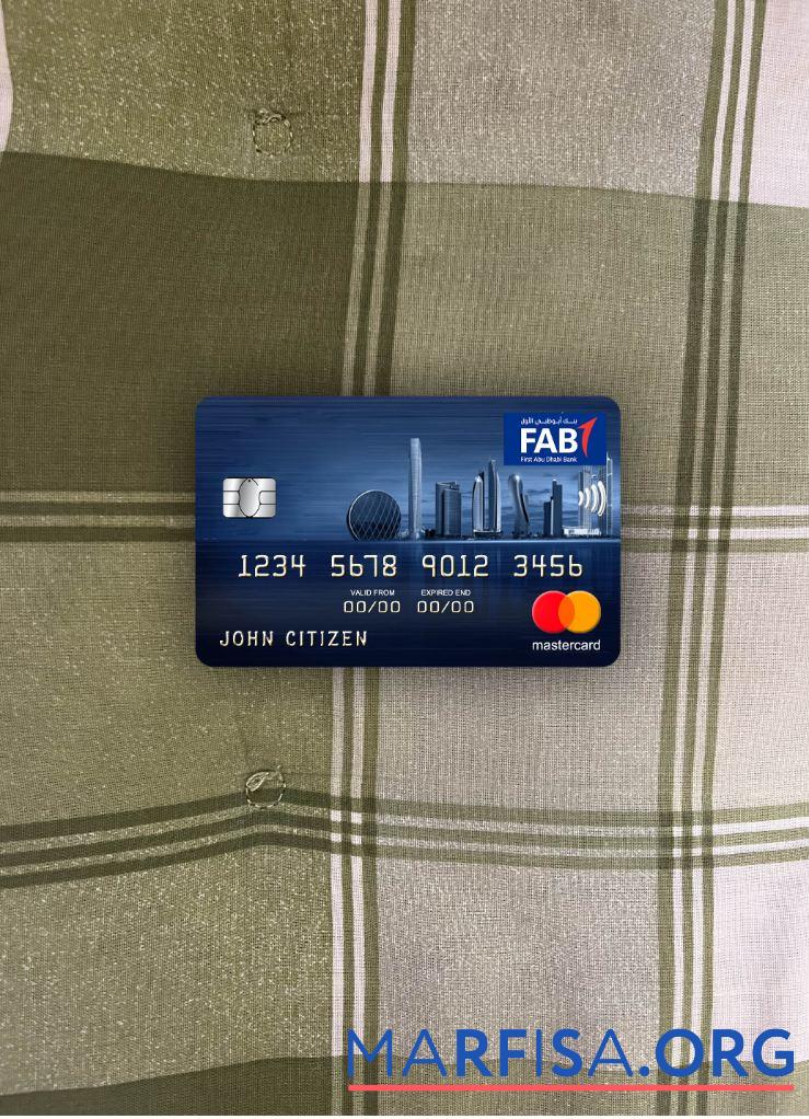 Printable UAE First Abu Dhabi bank mastercard photolook front download for verification